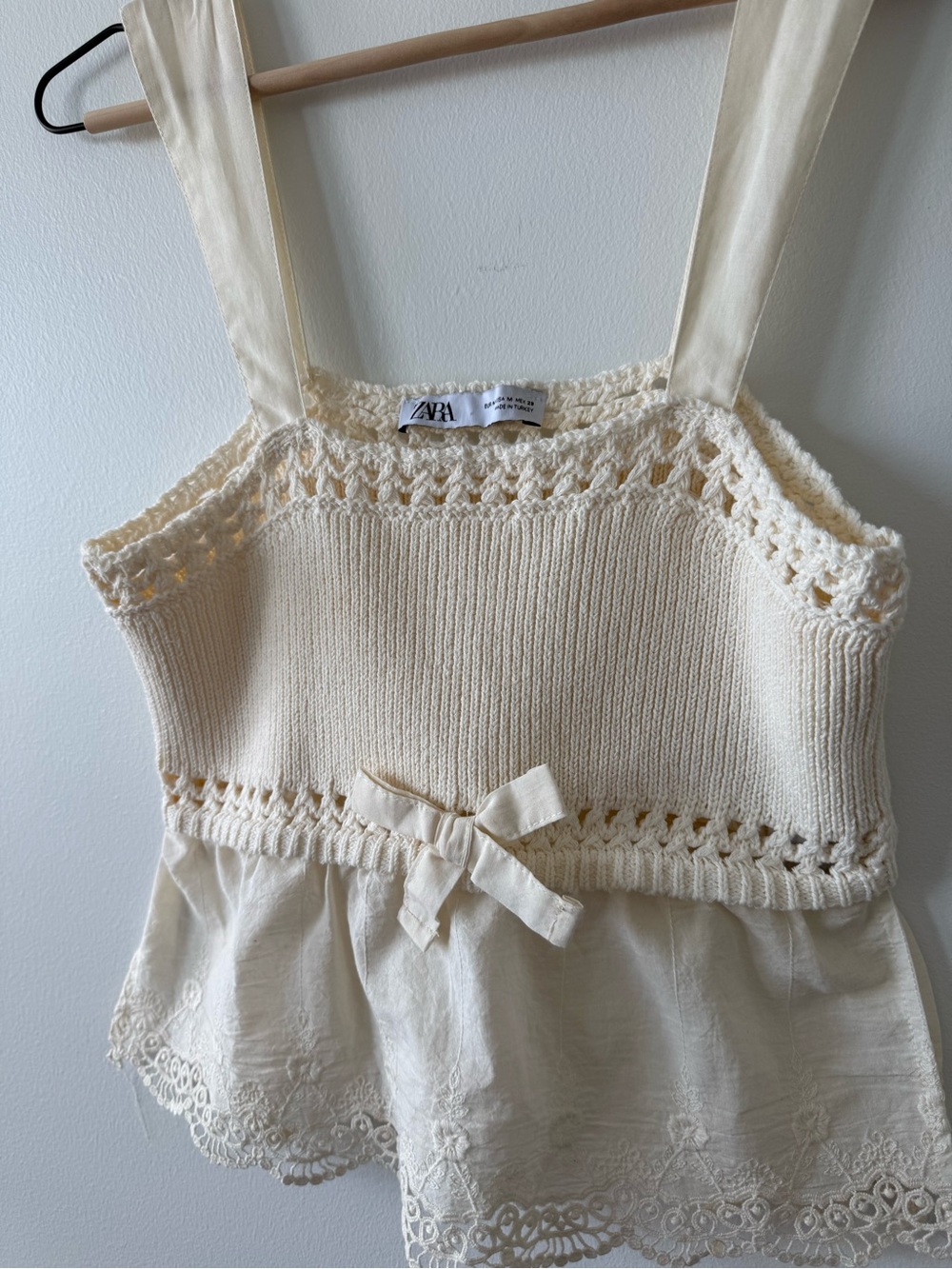 Zara Babydoll Cropped Cotton Crochet Tank - Picture 2 of 5